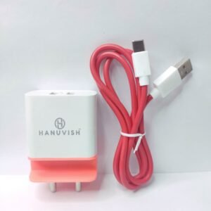 Hanuvish Dual Port Mobile Charger, Red Cable with Mobile  Stand