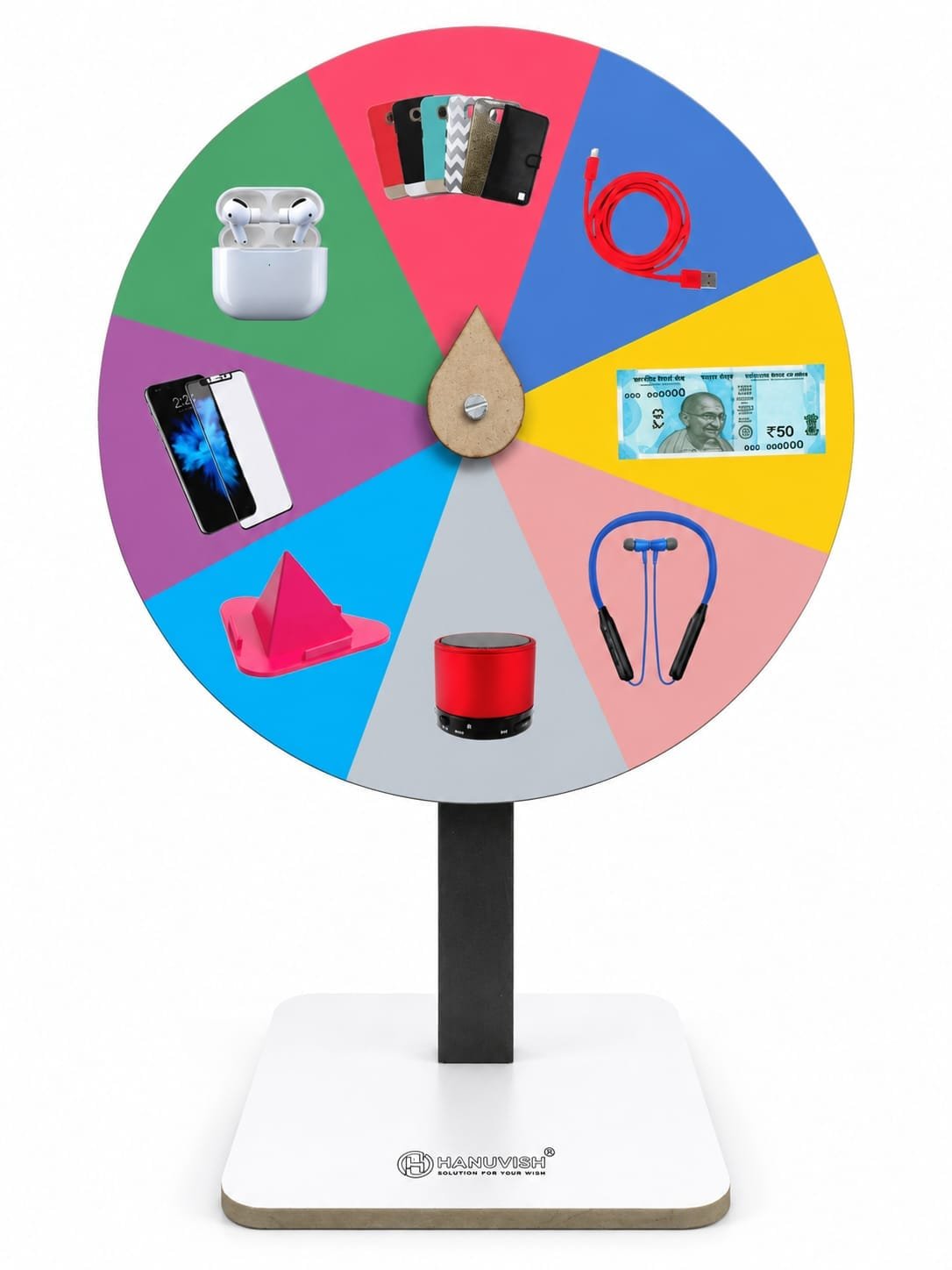 For Mobile || Lucky Draw Spin Wheel with Stand and 8pc Sticker