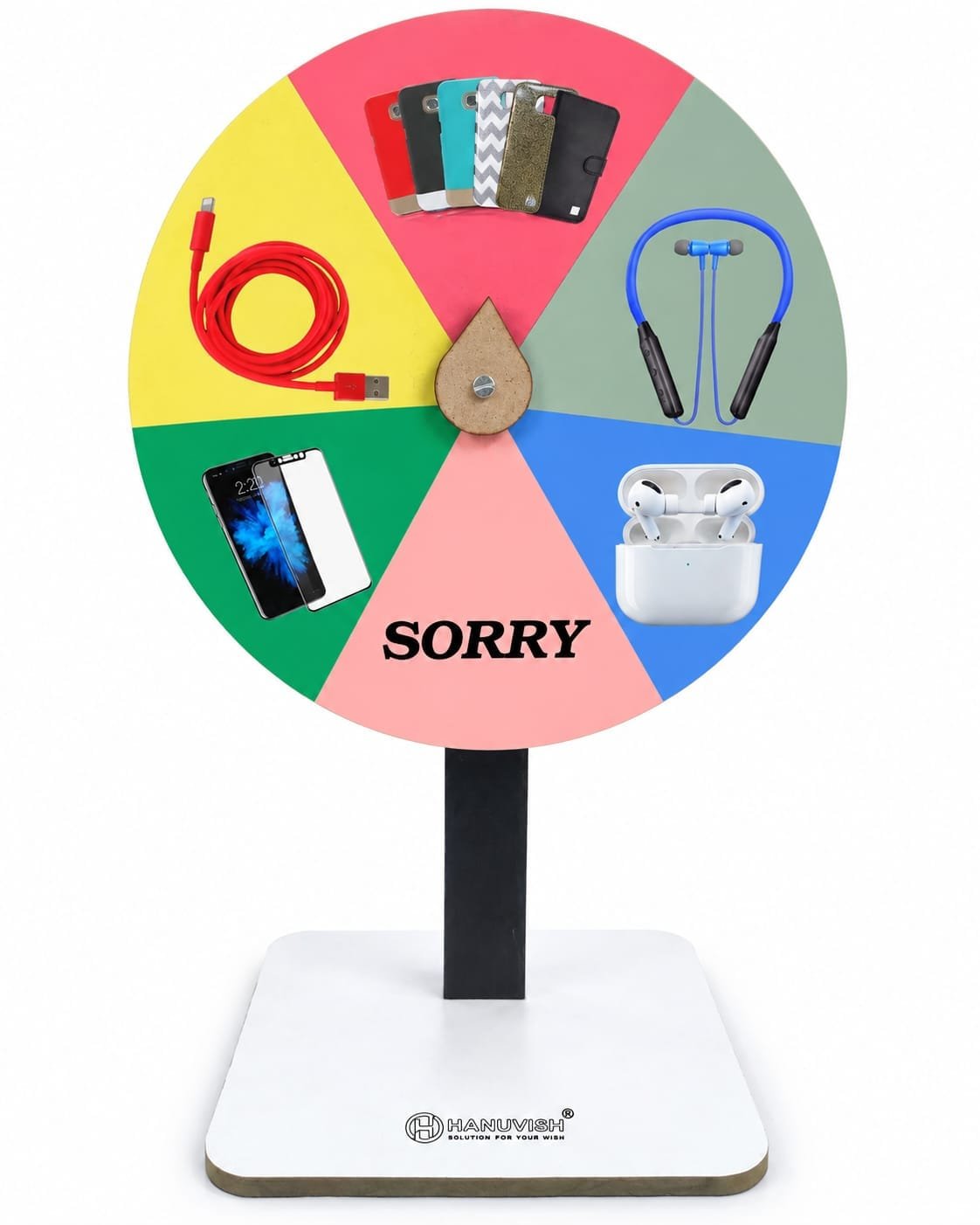 For Mobile || Lucky Draw Spin Wheel with Stand and 6pc Sticker